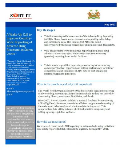 National AMR Structured Operational Research Training Initiative Policy Briefs